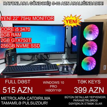 Masaüstü kompüterlər və iş stansiyaları: Oyun üçün Kompüter "RGB Gaming Core i5 3470 GTX750Ti 2GB 256GB NVME” -da lalafo.az — 3 Masaüstü kompüterlər və iş stansiyaları: Oyun üçün Kompüter "RGB Gaming Core i5 3470 GTX750Ti 2GB 256GB NVME” — 3