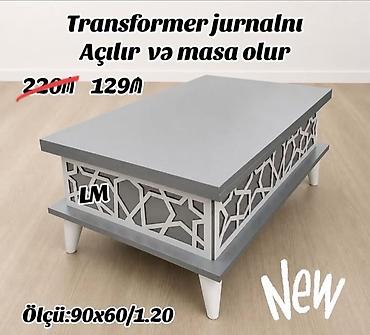 Masalar: Transformer jurnal masası – açılır və masa olur. Modern dizaynlı, boz — 1