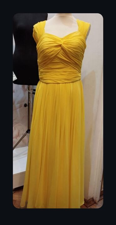 желтые мужские футболки: Parlaq sarı rəngdə zərif ziyafət/gecə geyimi. - Model: A-kəsimli