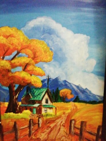 gozel menzere sekilleri cekmek: Картина осеннего пейзажа ручной работы на холсте 50/70 размер за 70 ₼