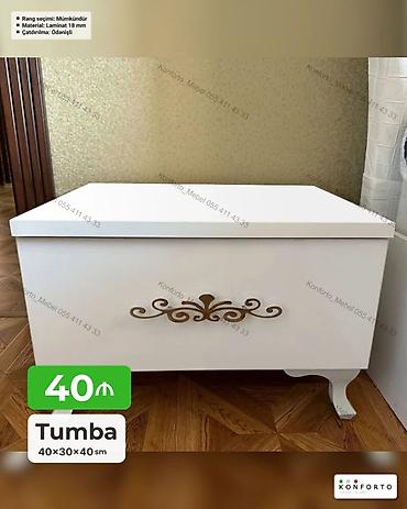 Ağ rəngli tumba – 40×30×40 sm - Material: 18 mm laminat - Rəng seçimi