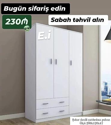 Mebel: Yeni, 4 qapılı, Siyirməli, Ağ, Açılan, Düz dolab — 1