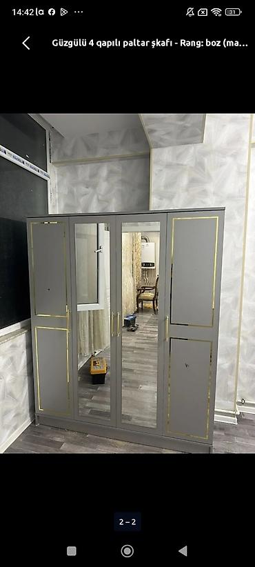 desmalar: Güzgülü 4 qapılı paltar şkafı - Model: 4 qapılı, orta hissədə 2 ədəd — 3