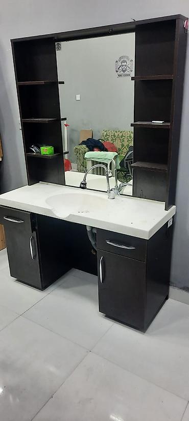 Salon, tibbi mebel: Salon üçün güzgülü lavabo modulu - Tərkibi: böyük divar güzgüsü — 5
