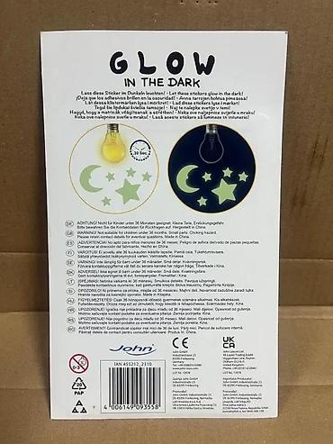 Kreativni setovi za decu: Sjajne nalepnice koje svetle u mraku – set Mesec i zvezde (13 kom) - — 5