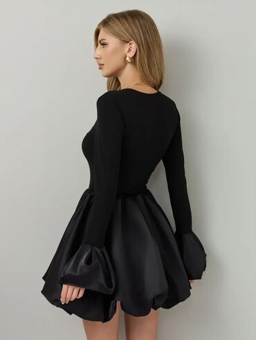 Вечерние платья: Вечернее платье, Коктейльное, Короткая модель, Атлас, С рукавами, S — 8