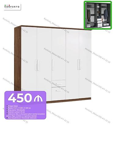 5 qapılı paltar dolabı - Ölçülər: D 47 × H 200 × E 200 sm - Material