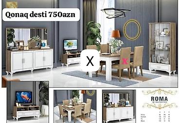 taxta stul: Qonaq dəsti – ROMA model Tərkibi: - Masa: ağ üstlü, taxta naxışlı — 1