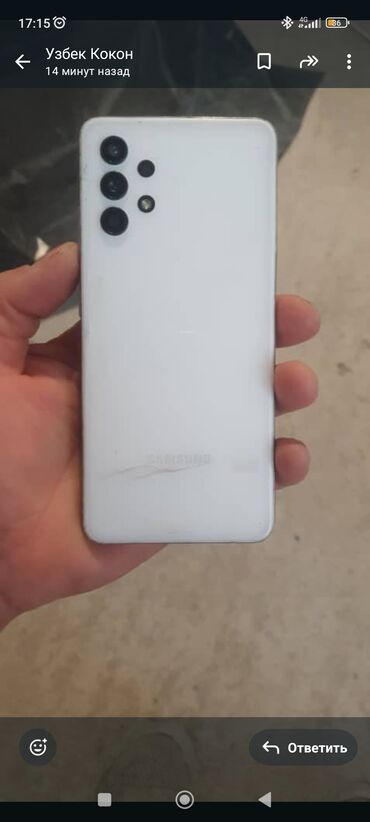 ремонт надо: Samsung Galaxy A32, Б/у, 128 ГБ, цвет - Белый, 2 SIM