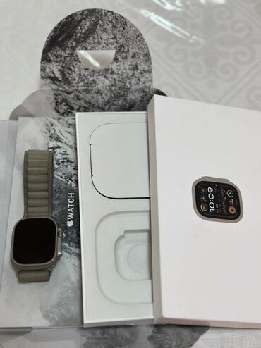 защитное стекло на айфон 11: Apple Watch Ultra, титановый корпус 49 мм с оливковым текстильным