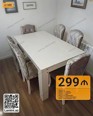 Masa Dəsti - Ölçülər: 90 × 160 sm - Mexanizm: Açılmayan - Stul sayı