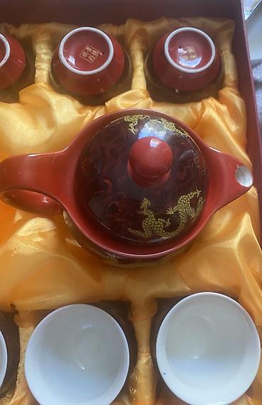 caydan caynik desti: Çay dəsti, rəng - Qırmızı, Keramika, 6 nəfərlik — 4