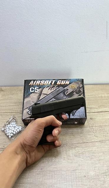 пуль: ​💥 Металлический игрушечный пистолет Airsoft C5 + Пули в подарок! 💥 — 1