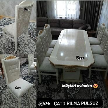 heyet stol stul: Qonaq otağı üçün, Yeni, Dördbucaq masa, 6 stul — 3