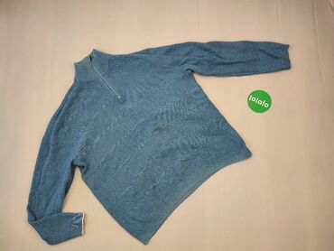 Bluzki: Sweter, 3XL (EU 46), wzór - Jednolity kolor, kolor - Niebieski