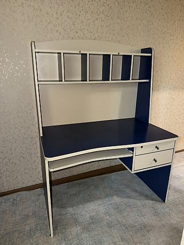 uşaqlar ucun yazı masası: Mebel dəsti – iş masası və komod - Rəng: tünd mavi/ağ ikirəng - — 2