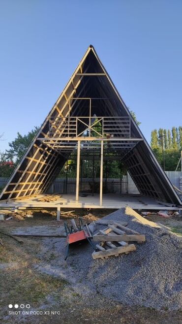 qapi ucun vinil: A‑Frame (A‑şəkilli) Taxta Ev/Kottec Tikintisi və Quraşdırılması -