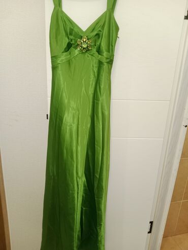 атласный платья: Вечернее платье, Коктейльное, Длинная модель, Атлас, Без рукавов, Камни, S (EU 36)