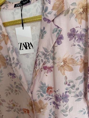 zara mango: Повседневное платье, Лето, Длинная модель, Лен, Трапеция, S, M, L — 2