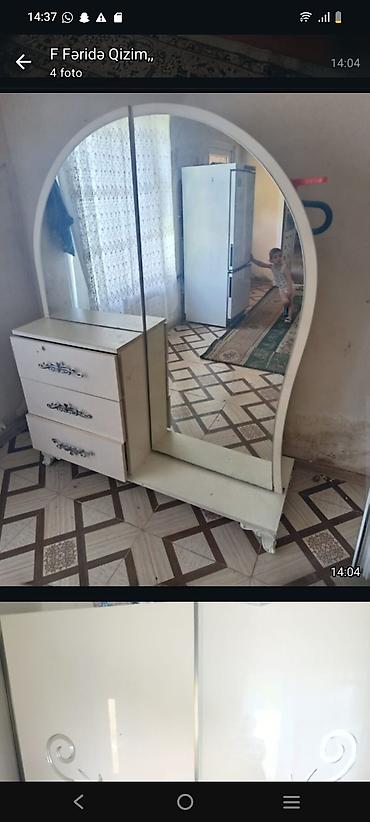 комод в спальню: Ağ rəngdə klassik üslubda mebel dəsti. Tərkibi: - Sürgülü dolab: 2 — 2