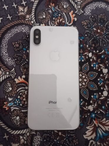 чехол для айфона 7: Смартфон в стиле iPhone X (белый/серебристый корпус, стеклянная задняя