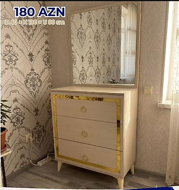 2 ci el guzgu: Tualet masası dəsti – güzgülü komod - Ölçülər: Dərinlik 40 sm × — 1