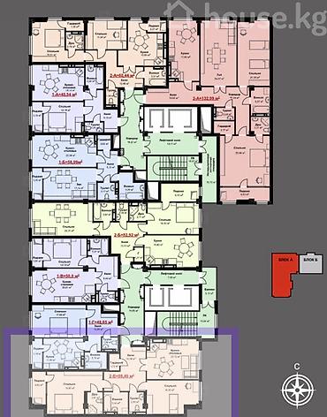 Продажа квартир: 2 комнаты, 88 м², Кок-Жар ж/м Элитка, 12 этаж, ПСО (под самоотделку) — 4