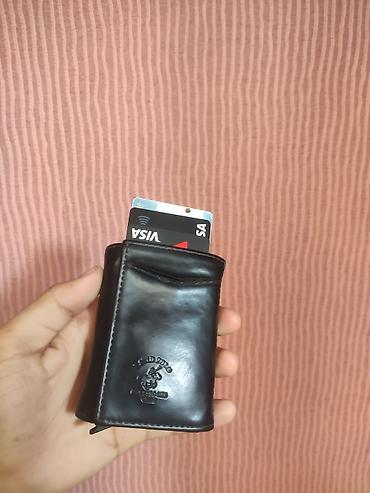 Qara dəri kişi/kadın pulqabısı və kartlıq kombinasiyası - Material