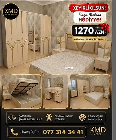 anbaras mebel: XMD Mebel – Yataq Otağı Dəsti • Qiymət: 1270 AZN • Baza + matras — 1