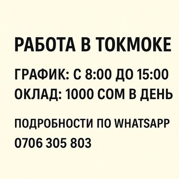 Работа: Ищем активного продавца на уличную торговлю в токмоке! Подработка с