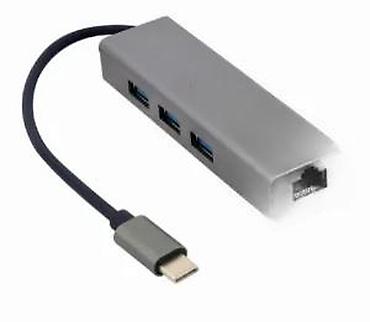 Druga oprema za računare i laptopove: Cablexpert USB‑C gigabit mrežni adapter sa USB 3.1 hubom (3 porta) — 10