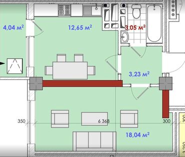 продается квартира псо центр: 1 комната, 41 м², Элитка, 3 этаж, ПСО (под самоотделку)