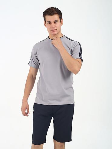 pull and: Мужская спортивная футболка adidas - Цвет: серый - Классический — 1