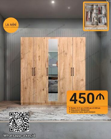 Divanlar: Açılan, 5 qapı Düz dolab, Qarderob, paltar dolabı