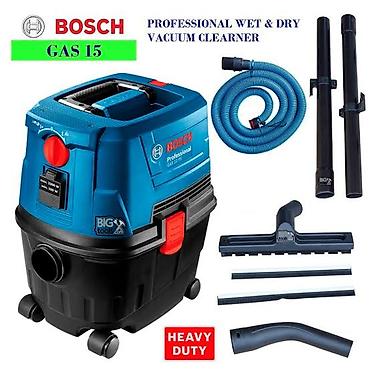 aspirator bosch: Bosch GAS 15 Professional – yaş və quru təmizlik üçün sənaye tipli — 1