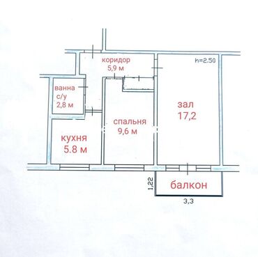 горького дом: 2 комнаты, 43 м², 104 серия, 5 этаж, Косметический ремонт