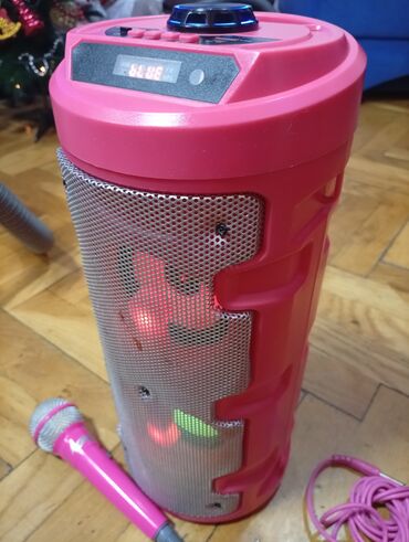 Zvučnici i stereo sistemi: Bluetooth karaoke zvučnik sa mikrofonom – roze - Prenosni cilindrični — 11