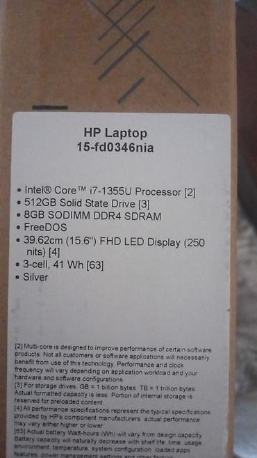 notebook hp: HP Laptop 15-fd0346nia – gümüş rəng - Prosessor: Intel Core i7-1355U — 2
