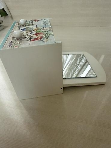 botinkalar cəkmələr: Dekorativ taxta kosmetik organizer güzgü ilə - Material: ağ rəngli — 4