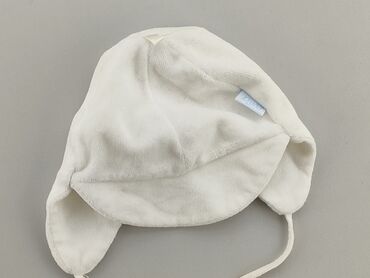 czapka biała z pomponem: Czapka z daszkiem, Wcześniak, stan - Bardzo dobry