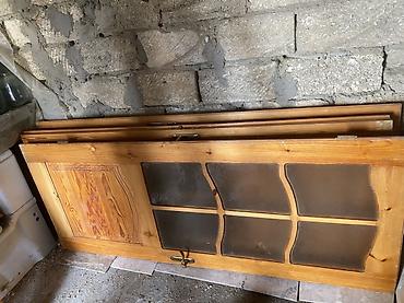 şam: Taxta otaq qapıları – şüşəli model - Material: təbii ağac (şam — 1