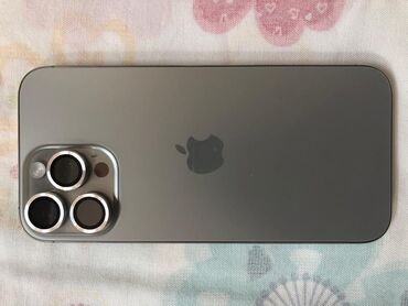 1 айфон: IPhone 16 Pro Max, Колдонулган, 256 ГБ, Natural Titanium, Коргоочу айнек, Кабель, Куту, 100 %