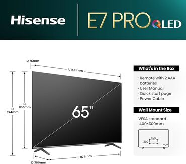 Televizorlar: Televizor Hisense QLED 65" 4K (3840x2160) — 17