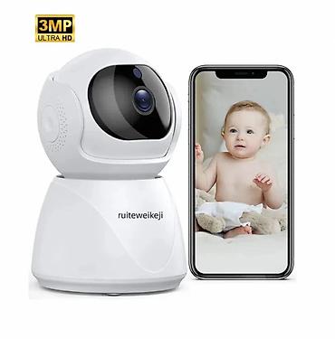 kamera ev ucun: Uzaqdan İdarə olunan 3MP Ultra HD Wi‑Fi IP Kamera (uşaq/güvənlik — 1