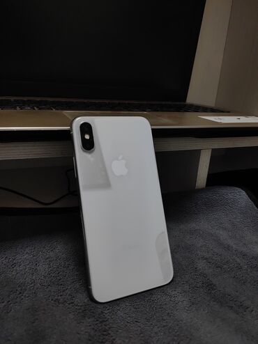 Apple iPhone: IPhone X, Б/у, 64 ГБ, White Titanium, Защитное стекло, Чехол, 100 %