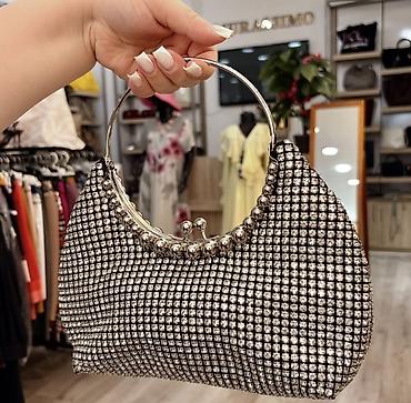 toy sumkalari: Zərif axşam çantası - Material: parıldayan rhinestone/daş işləməli — 1