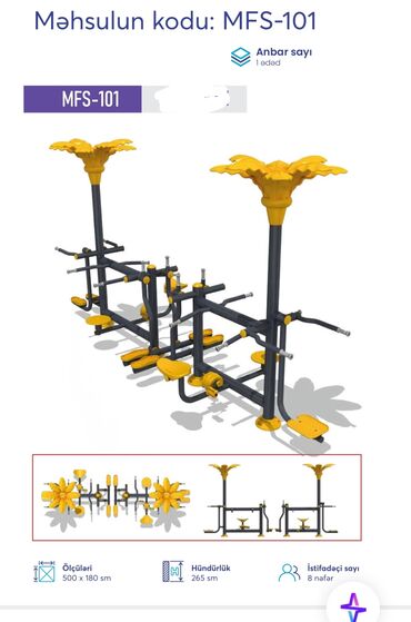 Digər trenajorlar: Açıq hava fitnes avadanlıqları – sarı/qrafit rəng palitrası, metal — 33