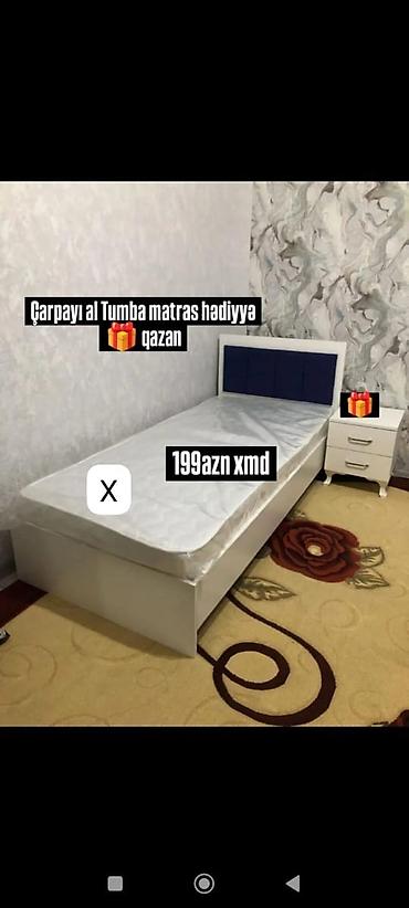 madeyra matras: Tək nəfərlik yataq dəsti - Ağ rəngli, müasir dizaynlı çarpayı - — 1