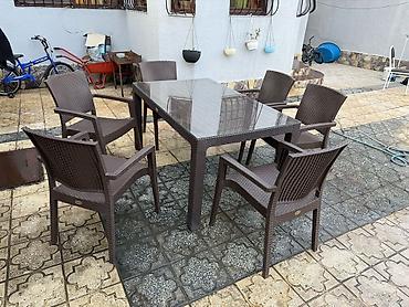 Bağ, çöl masa və oturacaq dəstləri: Yeni, Dördbucaq masa, 6 stul, Açılan, Stullar ilə, Plastik, Türkiyə — 7