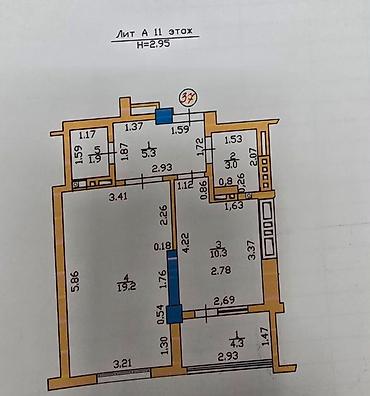 аккеме: 1 комната, 44 м², Ак-Кеме 11 этаж — 6